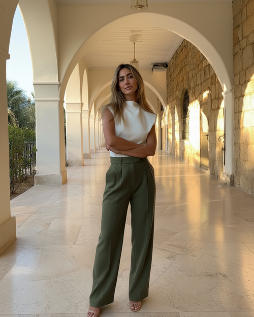 Chloris Pants - Dark Olive Green